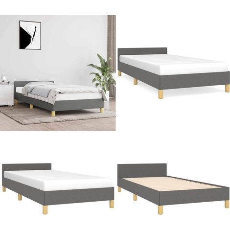 Cadre de lit sans matelas gris foncé 80x200 cm tissu - Cadre De Lit - Lit Double - Literie - Meuble Chambre - Têted'oreiller - Home & Living (1/5)