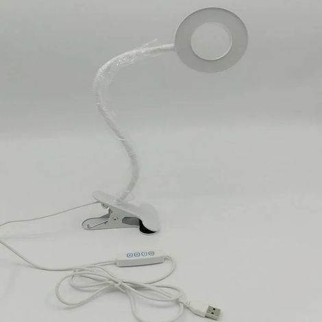 Lampe de bureau pince luminosit rglable lampe de lecture USB pour tude et travail blanc YYV (1/4)