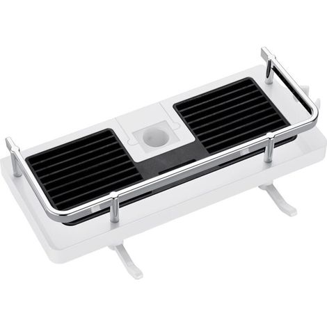 Étagère Douche Porte Savon Douche Salle De Bain Rangement Douche sans Percage avec Porte Savon Douche, Crochets et Porte Serviette Murale Antirouille Auto-adhésif Support Blanc Lot de 1 (1/4)