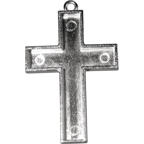 RAYHER - CIONDOLO IN METALLO CON BORDO -FORMA CROCE 38X28MM - COLORE ARGENTO