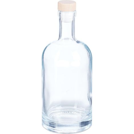 Lot de 12 bouteilles en verre pour huile et vinaigre 21 x 8 cm hermétiques avec bouchon aspect bois décoratif en verre transparent (1/3)