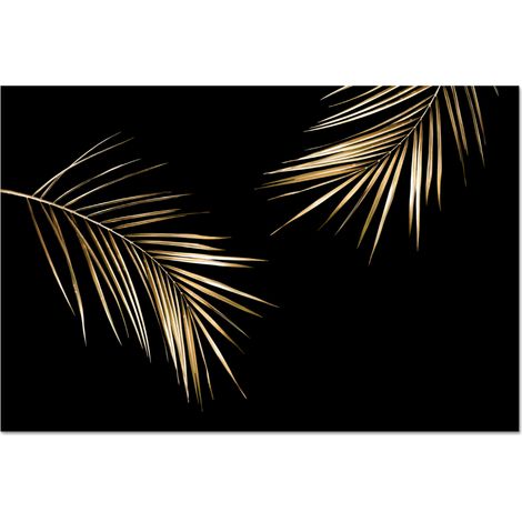 CRÉDENCE DE CUISINE Feuilles - Plantes - Or - Noir - Luxe 80x55 (1/5)