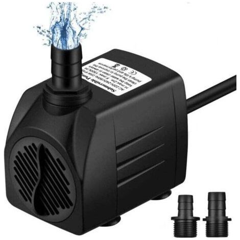 Aquariumpumpe 1500 l/h, Mini-Teichpumpe, Trockenlaufsicher (36 Stunden), Kleine Tauchpumpe für Aquarium, Teich, Springbrunnen, Garten, Leiser Betrieb, 1,4 m Kabel + 2 Düsen (1/5)