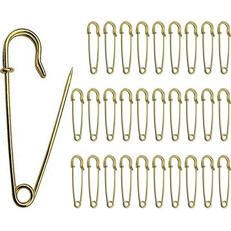 Épingles de sûreté, épingles à couverture robustes dorées (lot de 30), épingles de sûreté solides pour couvertures, travaux manuels, jupes et kilts