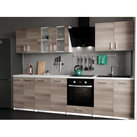 Moderne Küchenzeile LECO 280 cm in Eiche Nelson – funktionales Design für jede Küche (1/2)