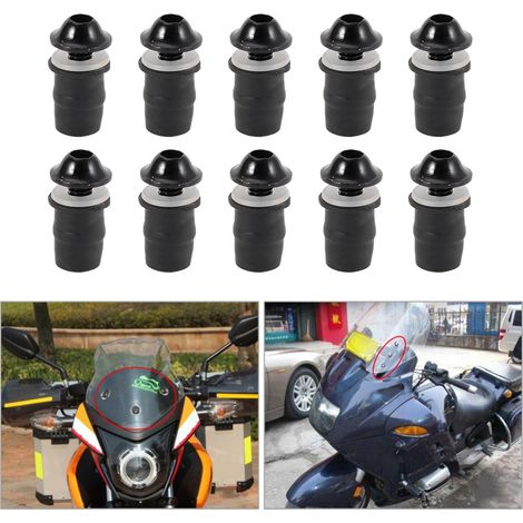 10 vis M5 à tête hexagonale creuse noires pour pare-brise moto universel (1/5)
