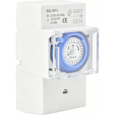 Minuterie Mécanique Étanche Horloge Programmable 24h Programmateur pour Chauffe Eau Électrique, AC230V (1/4)
