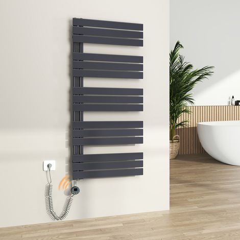 S'Afielina – Sèche-serviette électrique 132x60 cm 800W – Panneau plat anthracite – Thermostat électrique – Acier haute conductivité thermique - 800Watts