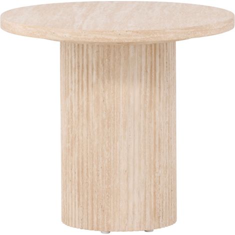 Table d'appoint ronde effet travertin ø50cm - Beige - Haron (1/5)