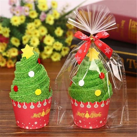 Essuie-mains de Noël, 1 PC Unique Happy New Year Décorations de Noël, Exquis Arbre de Noël Bonhomme de Neige Père Noël Gâteau Design Serviette, pour Noël Salle de Bains Cuisine Décor