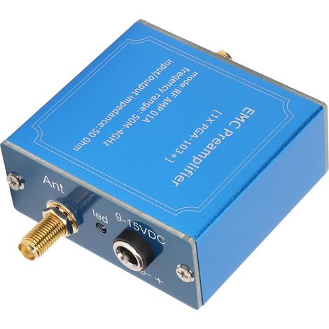 Amplificateur RF Large Bande 50MHz‑4GHz, Faible Bruit, Gain 20dB, Alimentation 12V DC, Plug & Play pour Antennes et Réseaux (1/5)