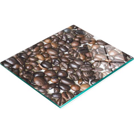 Tabla de cocina de vidrio templado con dise帽o decorativo de granos de caf茅, 60x52 cm. (1/5)