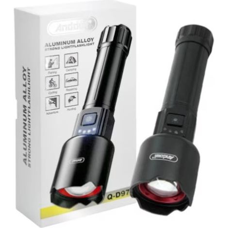 TRADE SHOP - Torcia Elettrica A Led Portatile Ricaricabile Con 3 Modalità D'illuminazione Q-d977 -