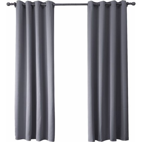 Rideau Salon Occultant Isolant Thermique Rideaux à Oeillets Solid Lourd Décoration de Fenêtre pour Chambre, Bloquer Lumineux & Froid Prêt à Poser, L 132 x H 160 cm, Gris, 2 Panneau (1/5)