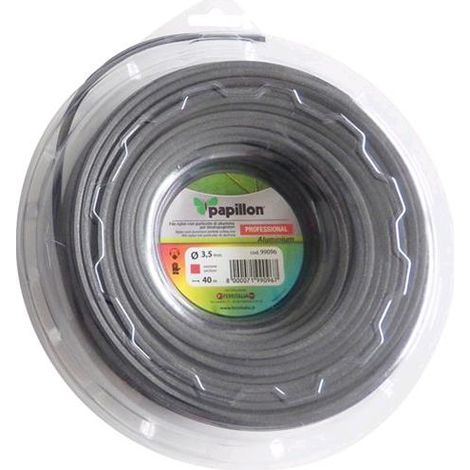 FILO in NYLON e ALLUMINIO per DECESPUGLIATORE PAPILLON Profilo QUADRO 3 mm 50 mt
