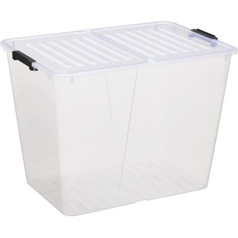 Scatola portaoggetti plast-team home box flex 65 litri impilabile coperchio doppia cerniera (1/3)