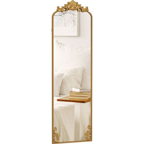 HOMCOM Specchio da Parete 50x160 cm in Stile Barocco con Cornice Oro (1/5)