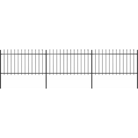 Valla de jardín con punta de lanza de acero 537x100 cm negra