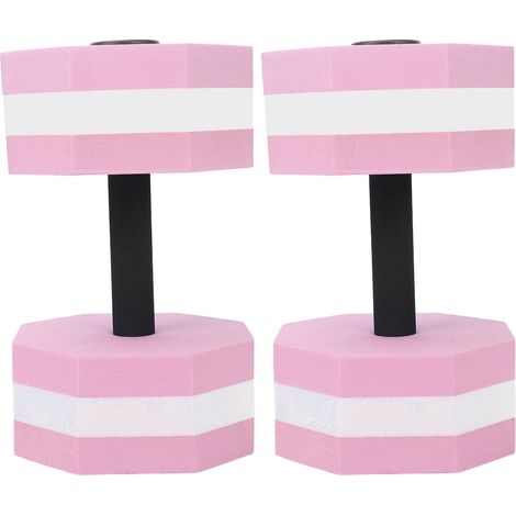 Set mit 2 hochdichten EVA-Schaumstoff-Hanteln für Wassergymnastik, für Männer und Frauen, für Hallenbäder, Aerobic, Rehabilitation, rautenförmig, in Rosa, Weiß und Pink (1/5)
