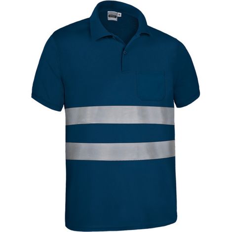 Polo de Visibilidad Realzada, manga corta y bolsillo, azul marino con dos cintas reflectantes, en tejido poliéster VALENTO KERRY 3XL Azul marino orión