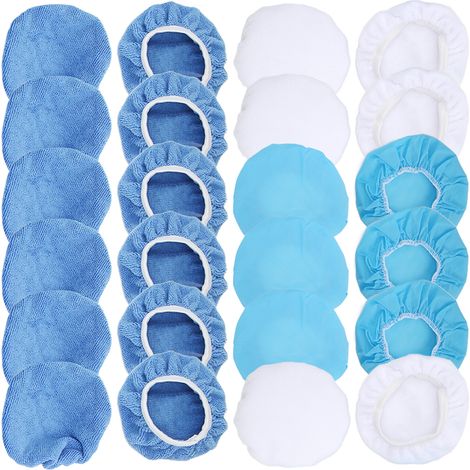 Lot de 24 bonnets de polissage 6 pouces/150 mm en microfibre de coton non tissé pour voitures, motos et bateaux (1/5)