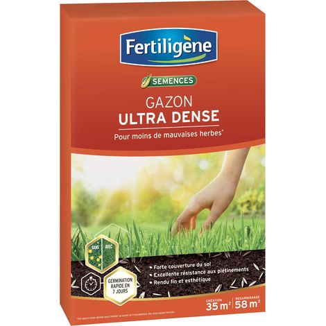 Semences Gazon Ultra Dense 875 g - Premières pousses en 1 semaine - Limite les mauvaises herbes - Rendu fin et esthétique - Excellente résistance aux piétinements - Pour 35 m² (1/5)