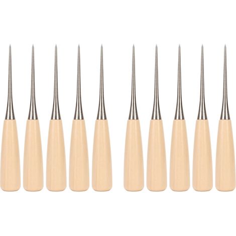 Poinçon à cuir en acier inoxydable avec manche en bois pour reliure et couture DIY (1/5)