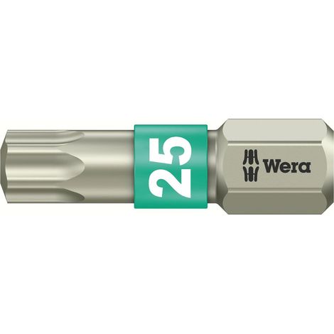 1 - Embout Torx - Acier Inoxydable - Zone Torsion - Pour Vis Inox - Extérieur - Gris Vert - 25x25 Mm
