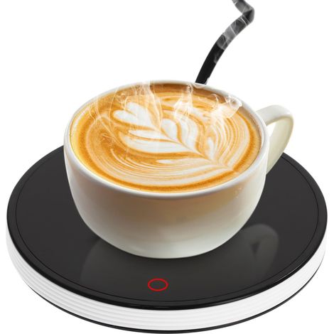 Chauffe-Tasse à Café Intelligent avec 2 Réglages de Température, sous-Verre Chauffant Électrique Arrêt Automatique, Réchauffe Tasse Jusqu'à 55 ℃, Chauffe-Café pour Bureau Maison Domicile (Blanc) (1/5)