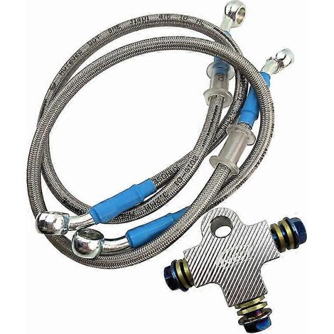 Raccord de durite de frein moto CNC 3D, connecteur à trois voies, vis banjo M101,25 mm pour système de freinage double Honda, Yamaha, Kawasaki - kits argentés (1/5)