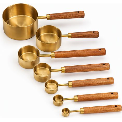 cuillère doseuse de cuisine doré en set, lot de 8 pour la maison