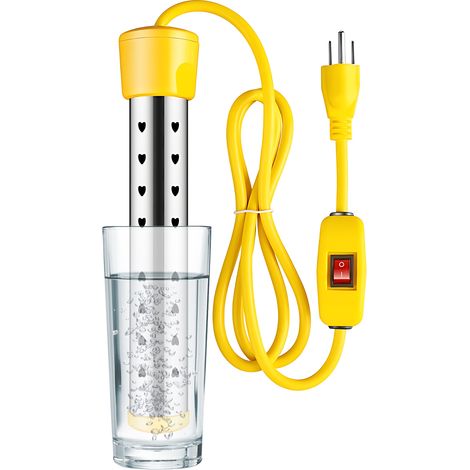 Chauffe-eau électrique instantané 1500 W avec arrêt automatique, protection anti-brûlure, acier inoxydable, voyant lumineux, chauffe-eau portable à immersion pour piscine gonflable et baignoire, utili (1/3)