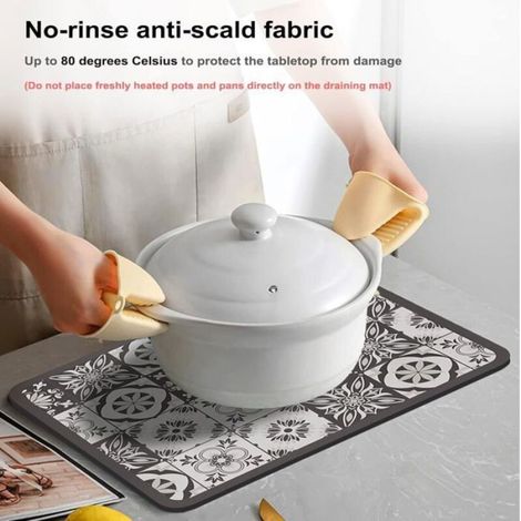 Tapis Egouttoir Vaisselle - 30 x 40 cm - Terre De Diatomées Naturelle - Cuisine Restaurant Buanderie - 1 Pièce (1/4)