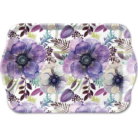 Mini plateau motif floral rêve pourpre  20,5 x 13 (1/2)