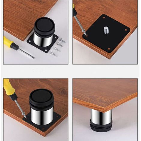 Forehill – Lot de 4 pieds de meuble réglables en acier inoxydable – Hauteur 50 cm – Installation facile avec vis – Pour tables et canapés (1/4)