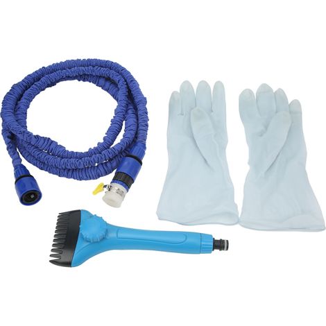 Kit de nettoyage pour filtre à cartouche de piscine - Brosse télescopique avec tuyau d'eau rétractable et gants (1/5)