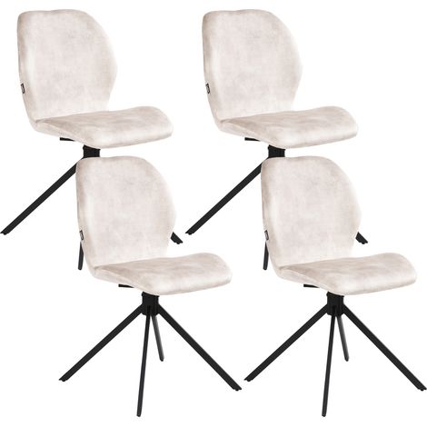 Conjunto de 2 sillas de comedor modernas de terciopelo con patas de hierro negras recubrimiento en polvo 180º giratorio beige claro Morrison
