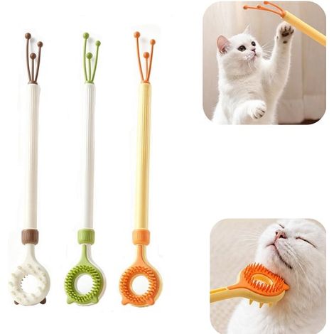 Bâtons de jeu pour chat lot de 3 - jouets interactifs avec grattoir double face et manche télescopique, 36 x 5,3 cm (1/5)