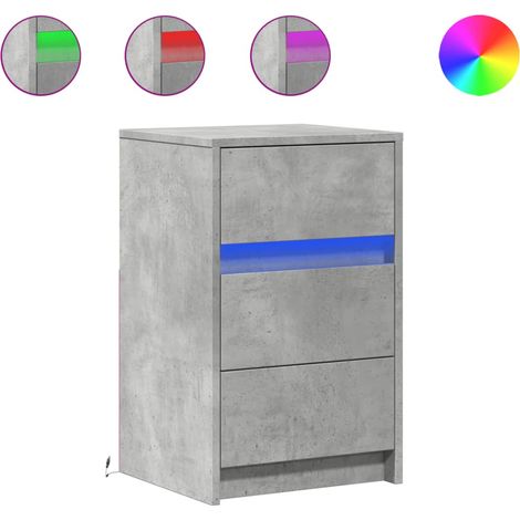 Maison Exclusive - Nachttisch mit LED-Leuchten Betongrau Holzwerk