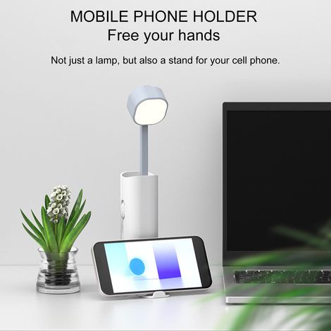 Ortviai Lampe de bureau multifonctionnelle pour étudiants – lampe de lecture avec batterie intégrée 4000 mAh et support téléphone (1/4)