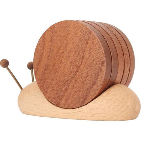 Set universale di sottobicchieri a forma di lumaca – sottobicchieri in legno ecologici, adatti per la decorazione d'interni e in cucina, a forma di lumaca (1/4)