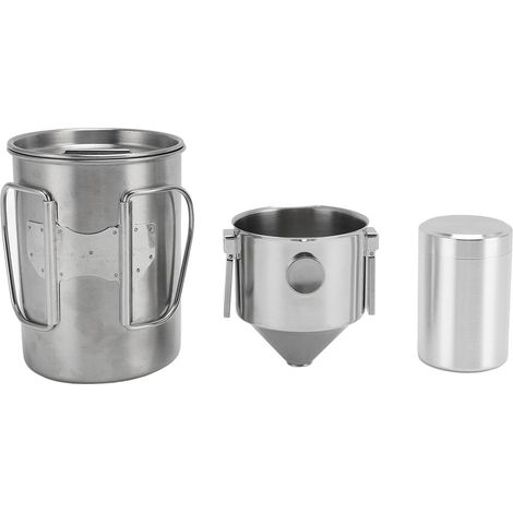 Ensemble de cafetière à verser, tasse en acier inoxydable avec couvercle filtrant et pot pour voyage et Camping (1/5)