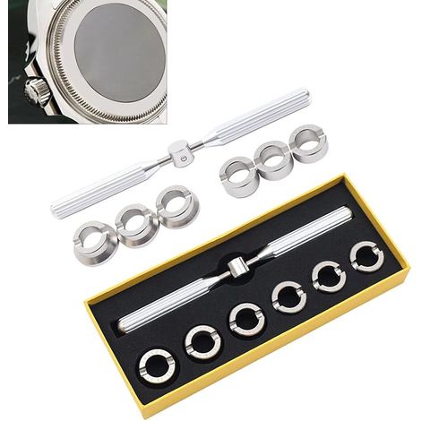 Ouvre-montre Ouvre-boîte de montre Ouvre-boîte professionnel pour montres réglables Rolex Couvercle arrière Ouvre-boîte fermé Kit d'outils d'horloger, argenté (1/5)