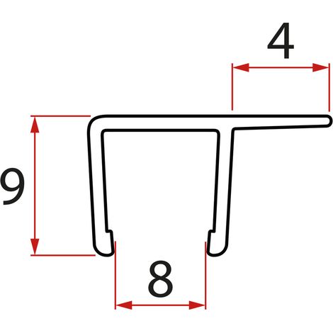 Joint vertical pour verre 8mm, 2000mm (1/2)