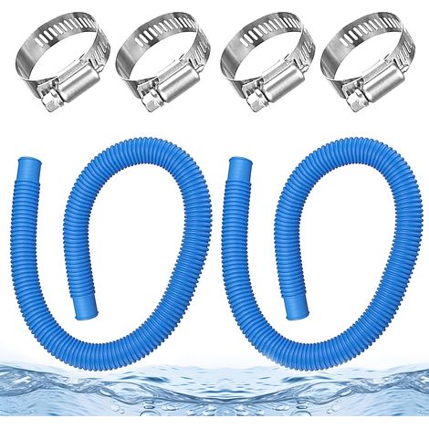 Tuyau Piscine 32 mm - Lot de 2 Tuyau pour Pompe de Piscine 150cm Tuyau Aspirateur Piscine avec 4 Colliers de Serrage Métalliques Accessoire pour Piscine hors Sol (1/4)