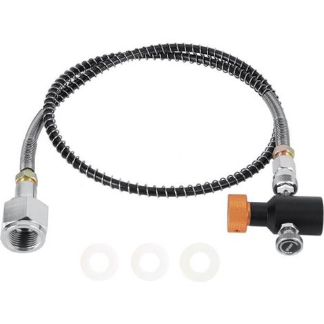 Adaptateur CO2 CGA320 - Raccord à ressort 91 cm - Valve de décharge dorée - Pour machine à gazéifier - 1 pièce (1/5)