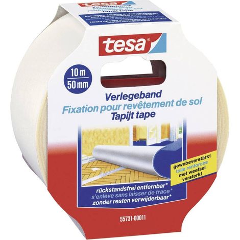 Tesa 55731 Cinta adhesiva doble cara beige reforzada con tejido