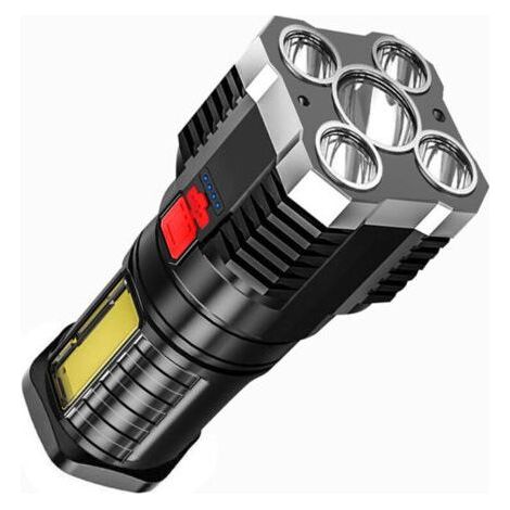Ultra Powerful LED Torch, LED Flashlight Torch, 10000 Lumens Rechargeable Flashlight, IP65 Waterproof, Adjustable Zoomable Torch for Camping Hiking Emergency-Silver (1/4)