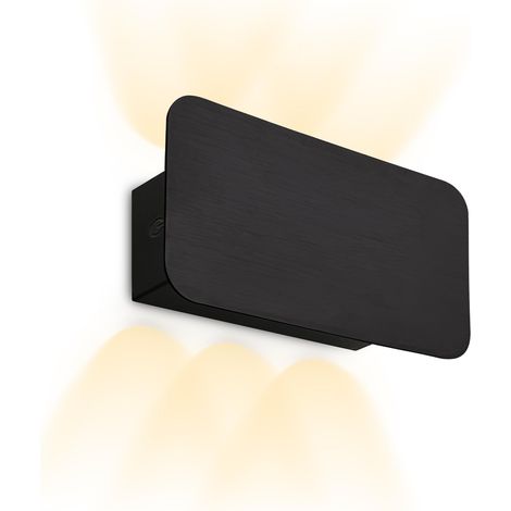 Applique murale sans alimentation avec batterie, tactile, intensité variable, batterie et source interchangeables, intérieur, lampe de couloir, cage d'escalier, 17x9x4,3 cm, noir (1/5)