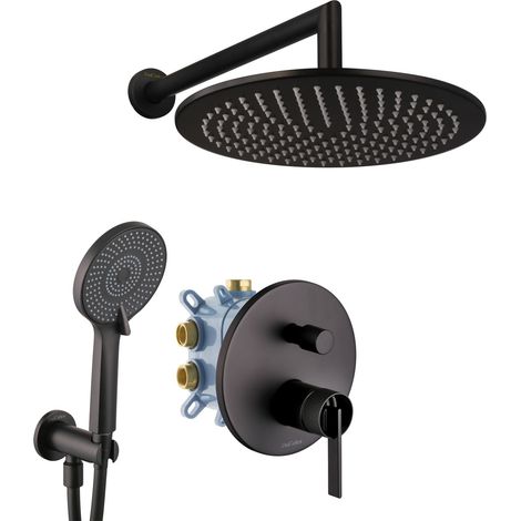 PaulGurkes Duschset Unterputz Matt-Schwarz Regendusche Komplett Set mit Grundkörper (1/5)